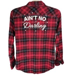015. Harley-Davidson Ain't No Darling Red Plaid Long Sleeve Shirt 96164-20VW
